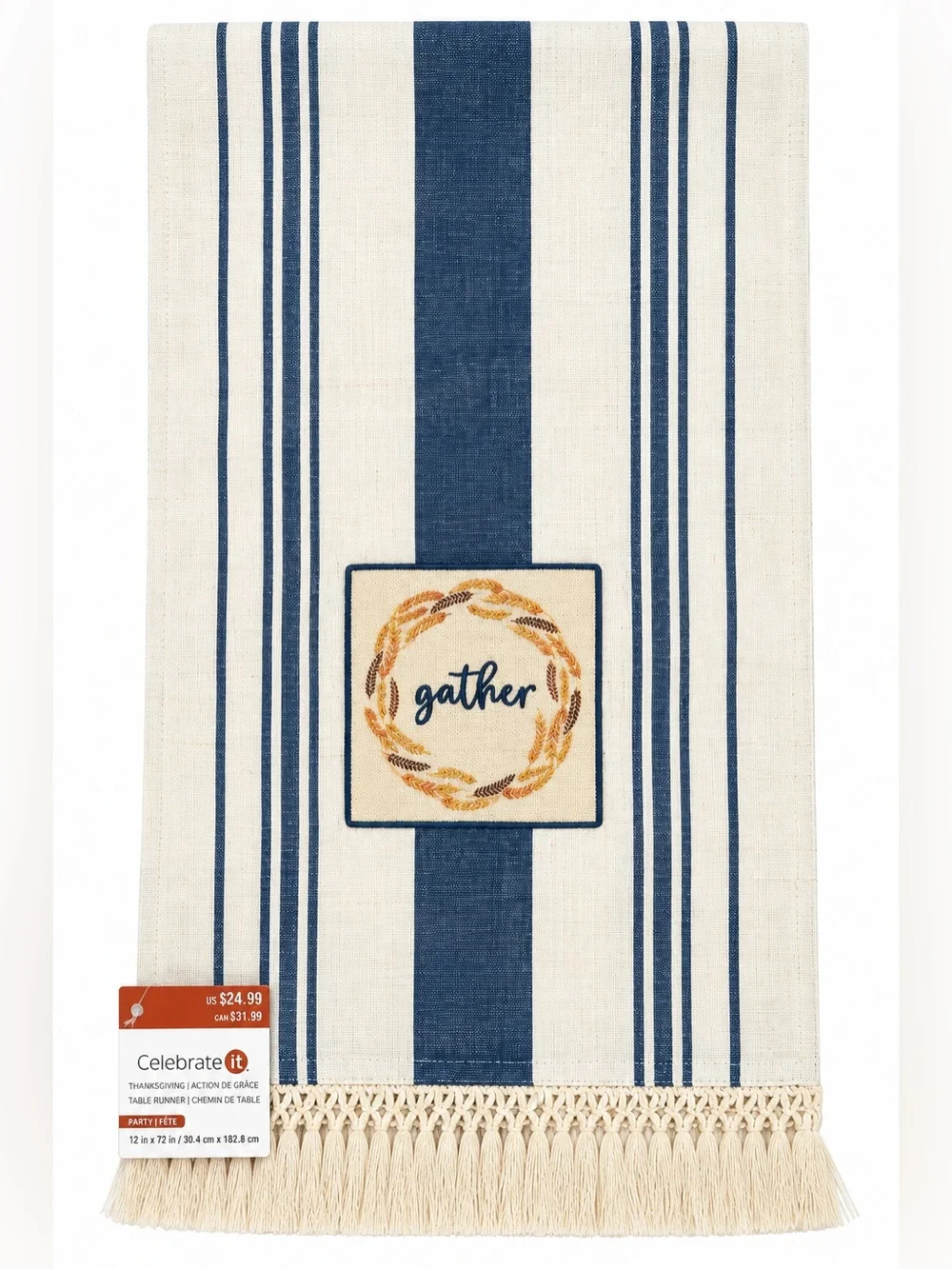 Gather Table Runner Thanksgiving Fall Table Decor 12” x 72” NWT